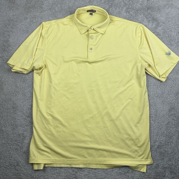 Peter Millar Mens Polo Shirt Yellow Large Summer Comfort Golf Performance - Picture 1 of 11